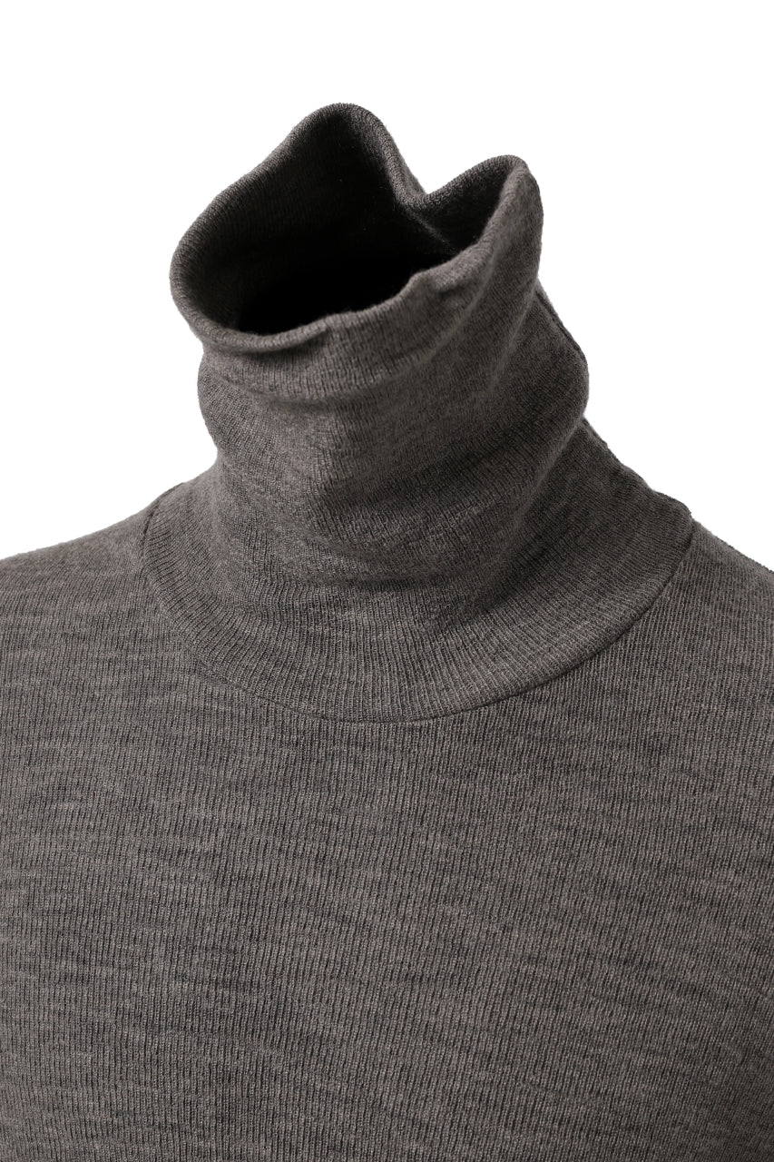 KLASICA SMOKE TURTLE NECK KNIT SWEAT TOP / WEANER WOOL RIB (FAWN) - Image 20