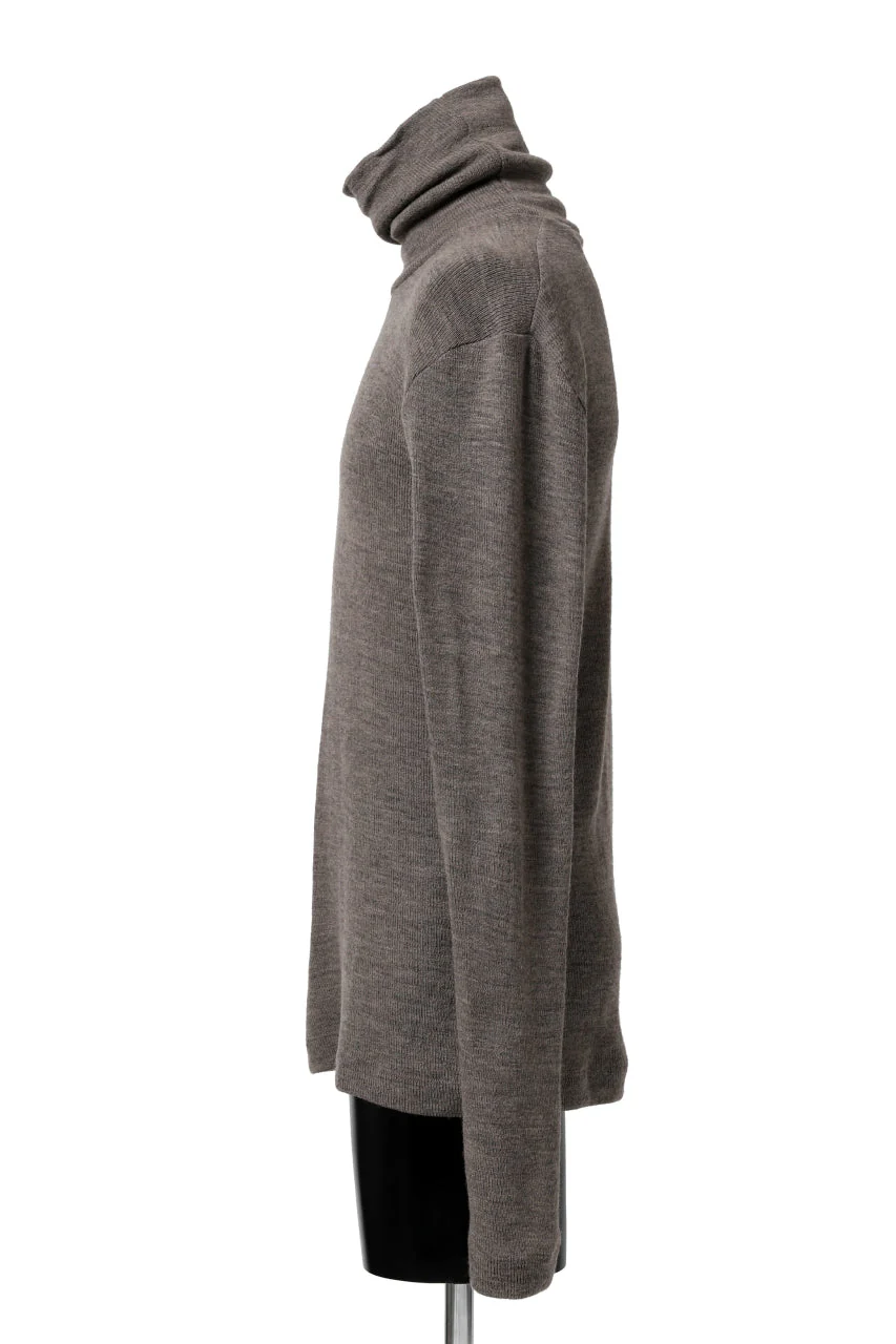 KLASICA SMOKE TURTLE NECK KNIT SWEAT TOP / WEANER WOOL RIB (FAWN) - Image 4