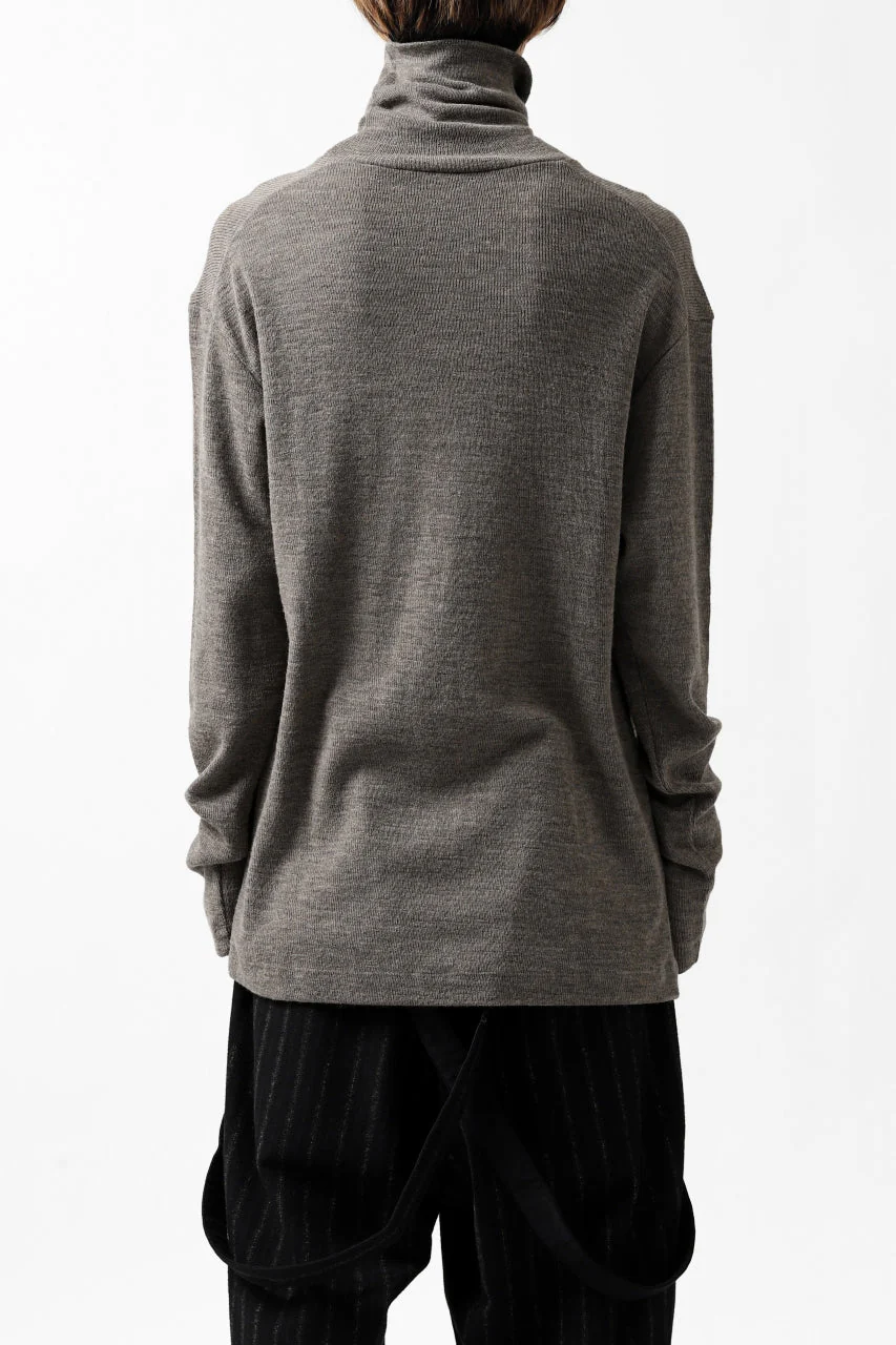 KLASICA SMOKE TURTLE NECK KNIT SWEAT TOP / WEANER WOOL RIB (FAWN) - Image 7