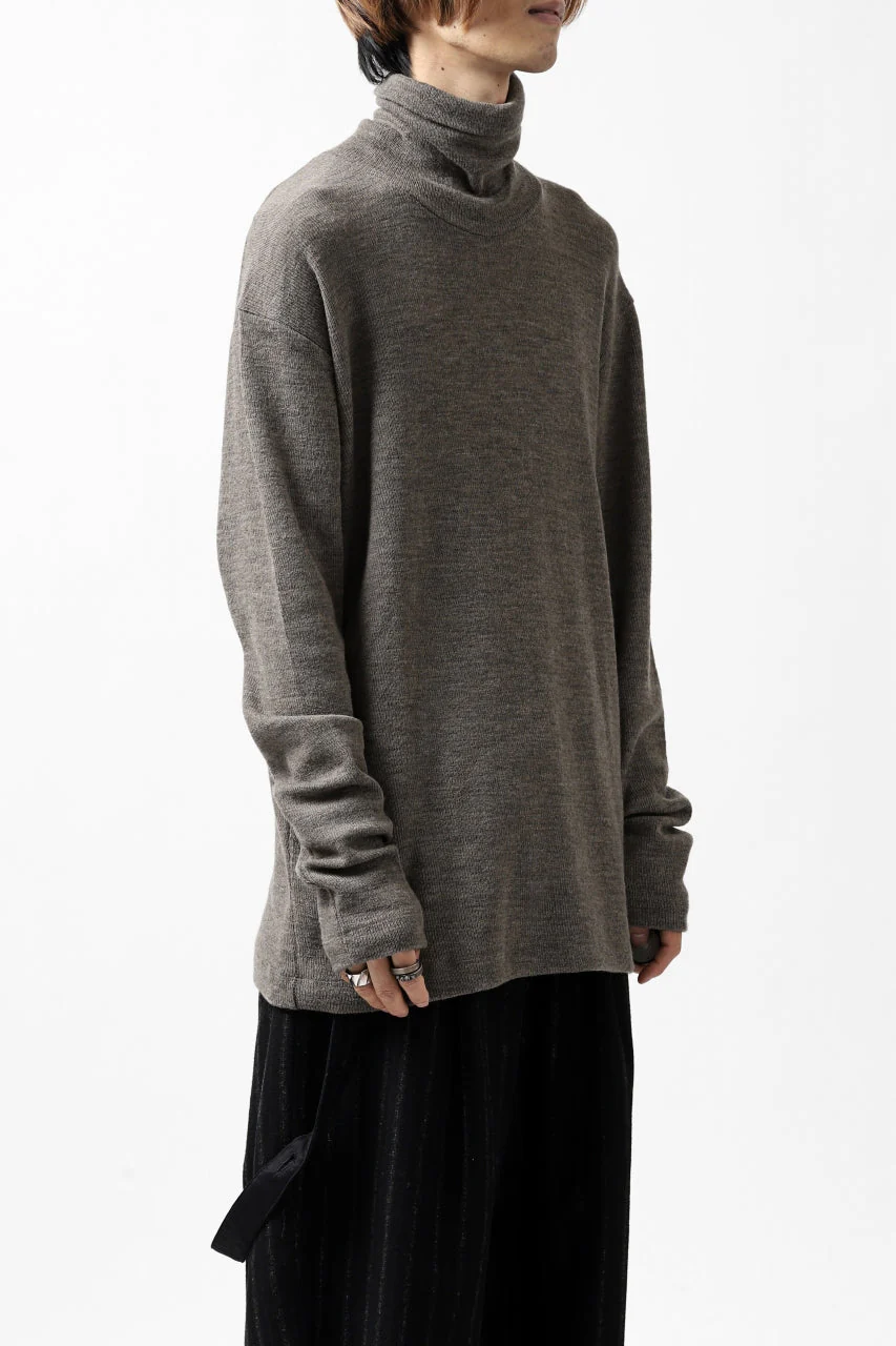 KLASICA SMOKE TURTLE NECK KNIT SWEAT TOP / WEANER WOOL RIB (FAWN) - Image 8