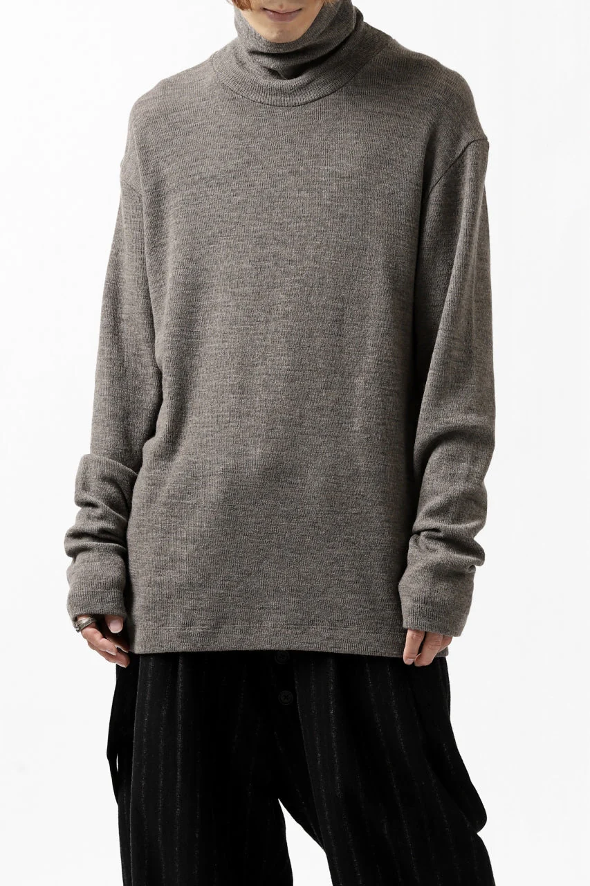 KLASICA SMOKE TURTLE NECK KNIT SWEAT TOP / WEANER WOOL RIB (FAWN) - Image 9