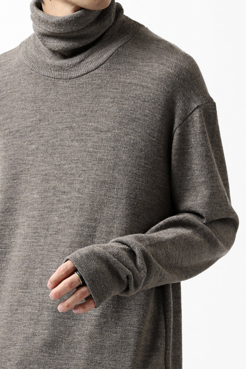 KLASICA SMOKE TURTLE NECK KNIT SWEATER / WEANER WOOL RIB (FAWN) - Image 27