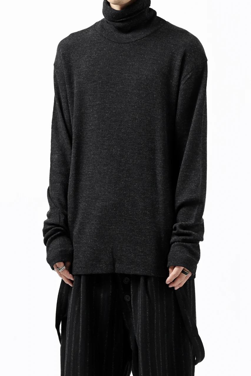 KLASICA SMOKE TURTLE NECK KNIT SWEATER / WEANER WOOL RIB (SHADOW) - Image 4