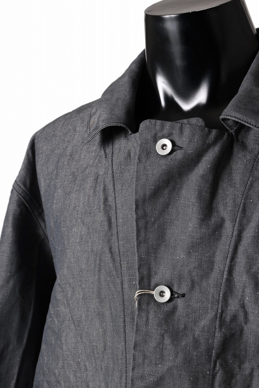 KLASICA "SOLO WOOD" LOOSE FIT SHORT COVER ALL / 9.7oz COTTON x LINEN CHAMBRAY (GRAY DENIM) - Image 13