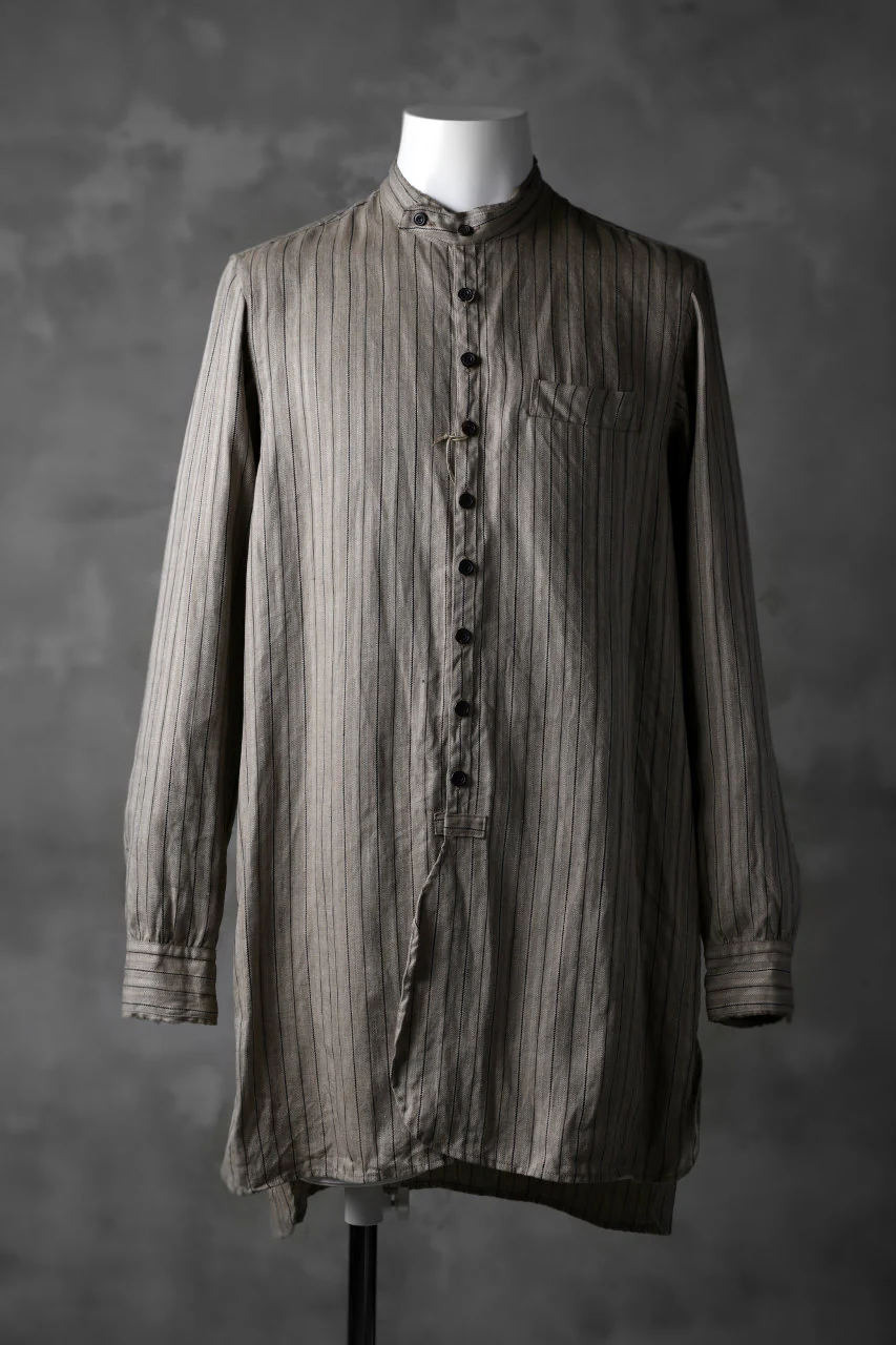 KLASICA STRIPED HERRINGBONE LINEN SHIRT / GARMENT WASHED (BEIGE)