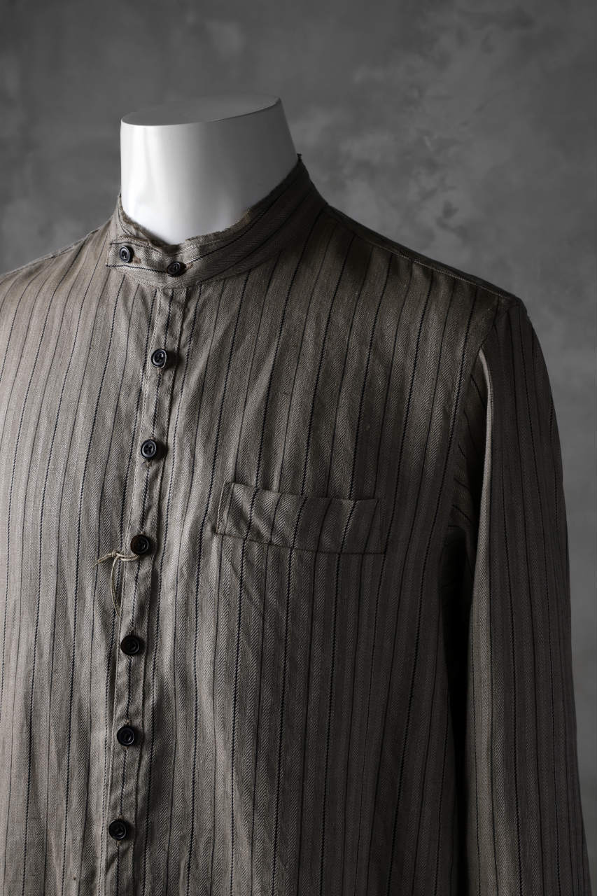 KLASICA STRIPED HERRINGBONE LINEN SHIRT / GARMENT WASHED (BEIGE) - Image 6