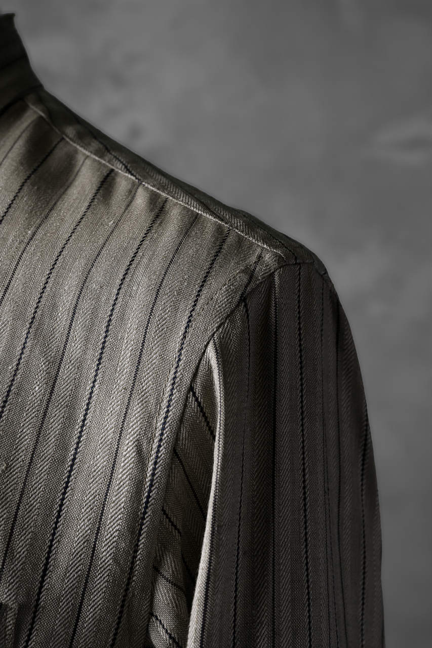 KLASICA STRIPED HERRINGBONE LINEN SHIRT / GARMENT WASHED (BEIGE) - Image 9