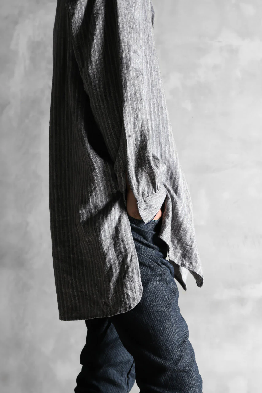 KLASICA STRIPED HERRINGBONE LINEN SHIRT / GARMENT WASHED (NAVY) - Image 27
