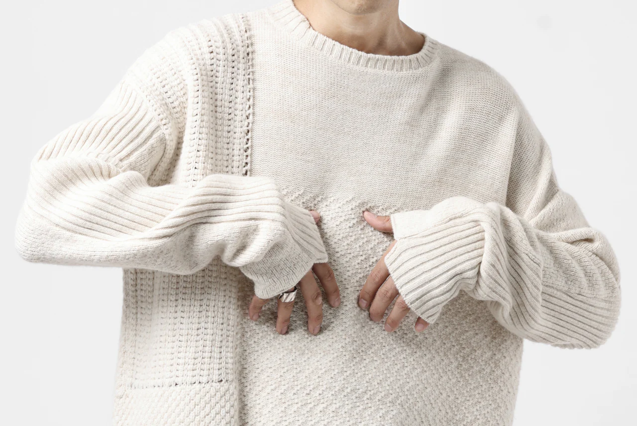 KLASICA TRANSIT RELAX FIT KNIT SWEATER / HAND FLAME 3PLY SUPER FINE MELINO 7G (NATURAL) - Image 34