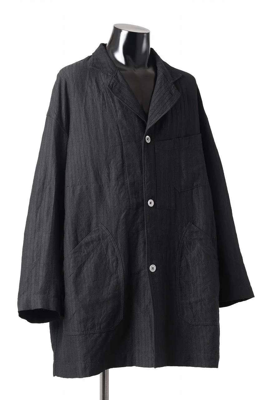 KLASICA TRICOT WIDE BODY COVER ALL JACKET / HIGH DENSITY HERRING BONE (DARK NIGHT) - Image 3
