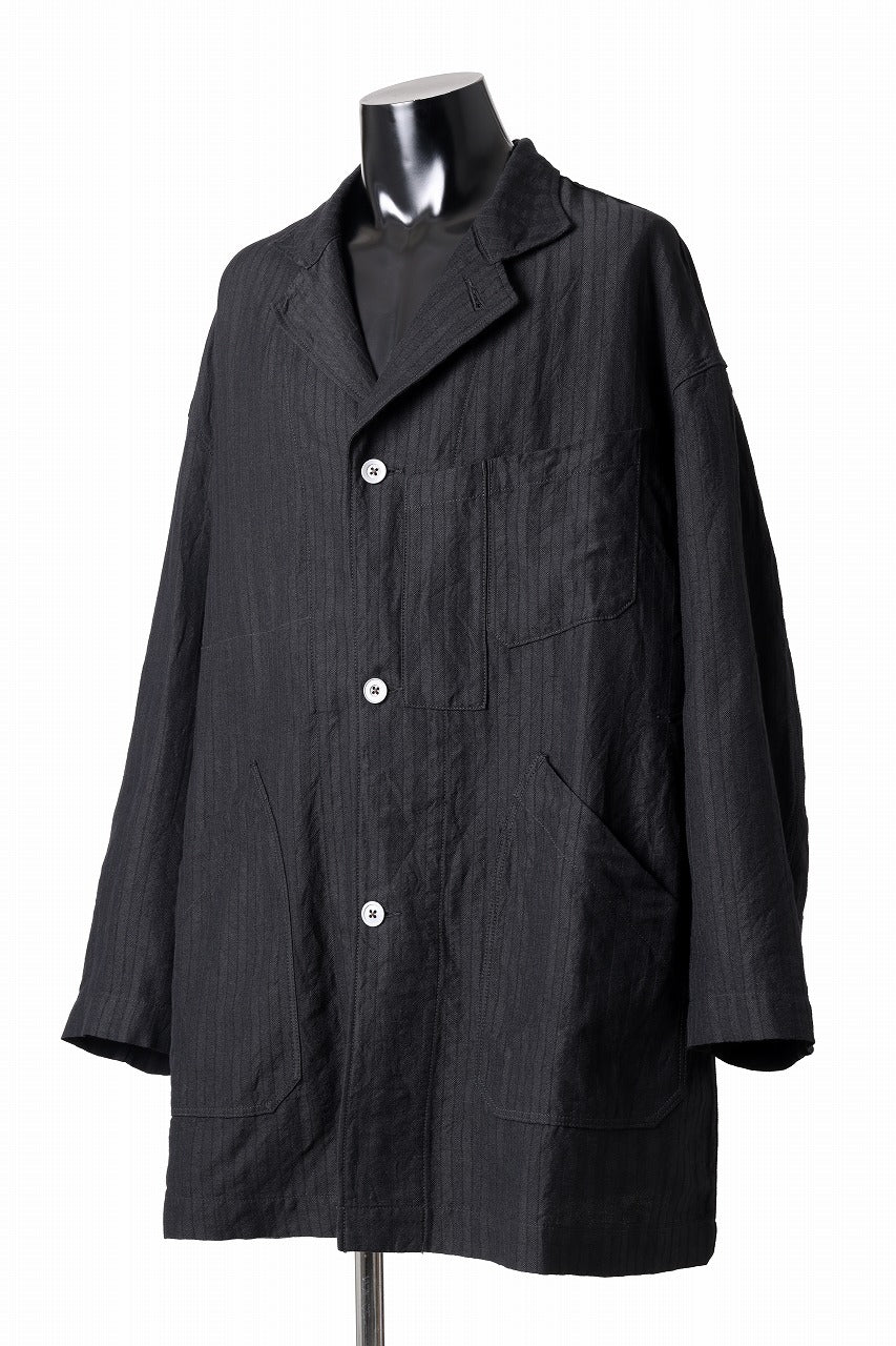 KLASICA TRICOT WIDE BODY COVER ALL JACKET / HIGH DENSITY HERRING BONE (DARK NIGHT) - Image 4