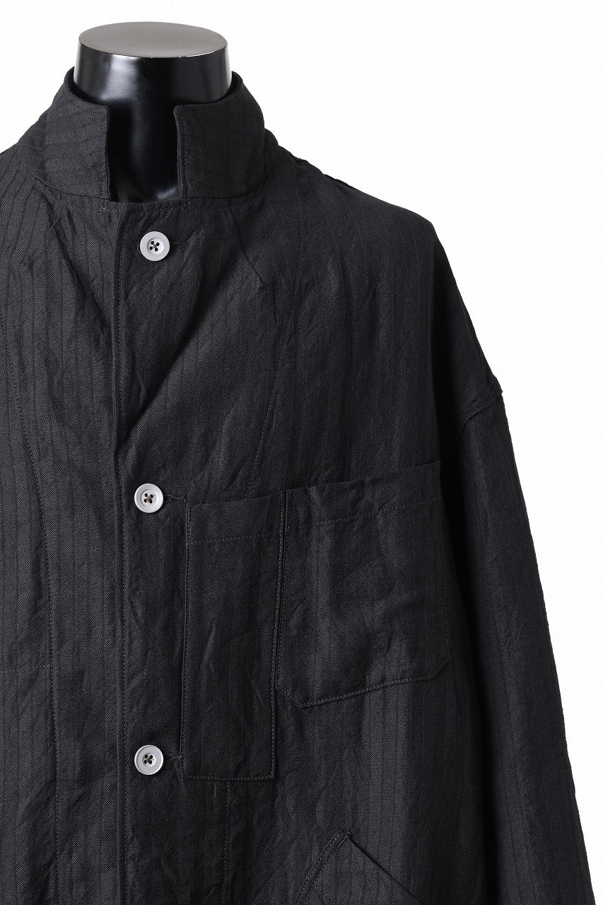 KLASICA TRICOT WIDE BODY COVER ALL JACKET / HIGH DENSITY HERRING BONE (DARK NIGHT) - Image 8