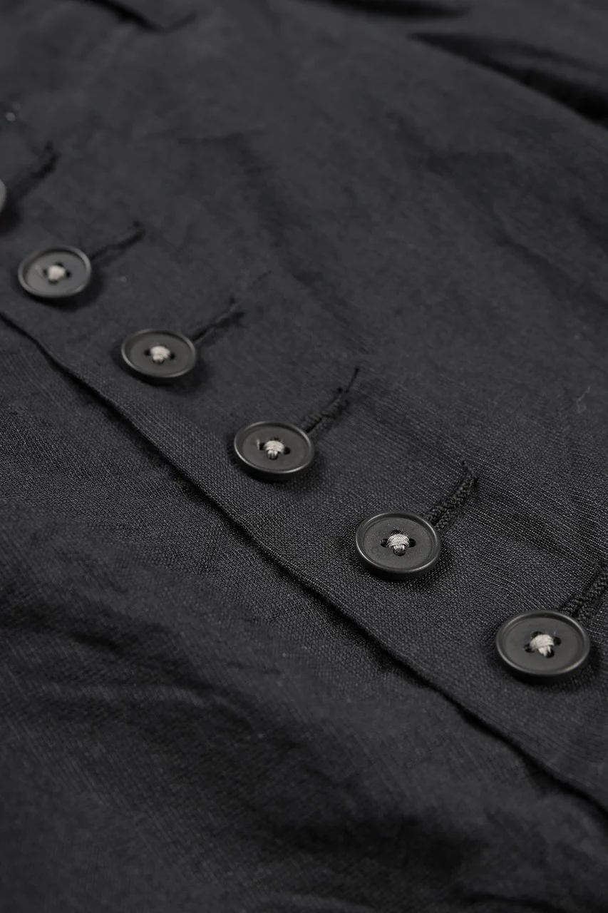 KLASICA "VICTOR" BACK SEAM TAPERED TROUSERS / "END ON END" SUPER 120's WOOL x HEMP (MATT BLACK) - Image 10