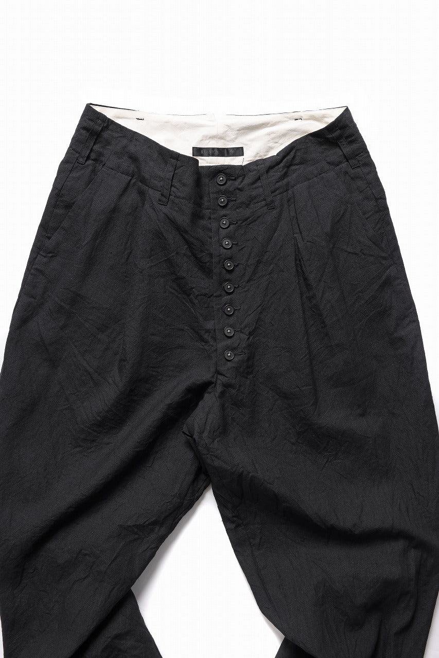 KLASICA "VICTOR" BACK SEAM TAPERED TROUSERS / "END ON END" SUPER 120's WOOL x HEMP (MATT BLACK) - Image 12