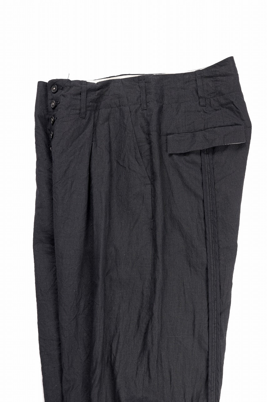 KLASICA "VICTOR" BACK SEAM TAPERED TROUSERS / "END ON END" SUPER 120's WOOL x HEMP (MATT BLACK) - Image 13