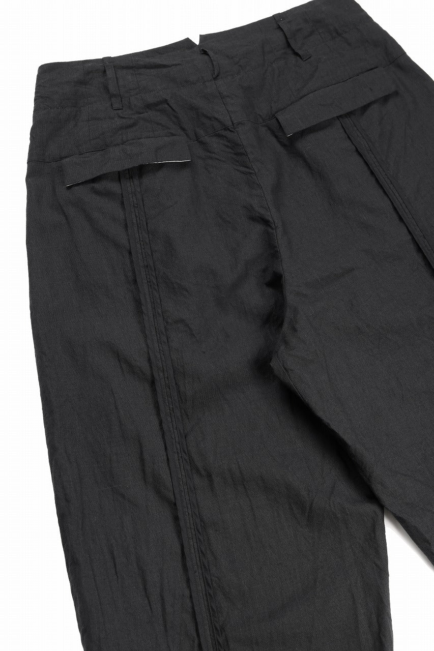 KLASICA "VICTOR" BACK SEAM TAPERED TROUSERS / "END ON END" SUPER 120's WOOL x HEMP (MATT BLACK) - Image 16