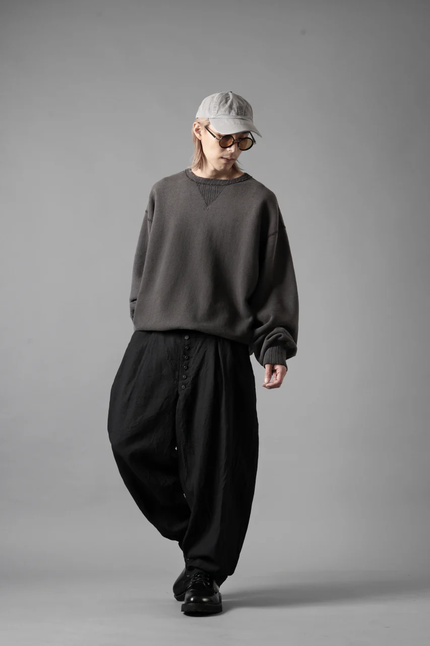 KLASICA "VICTOR" BACK SEAM TAPERED TROUSERS / "END ON END" SUPER 120's WOOL x HEMP (MATT BLACK) - Image 19