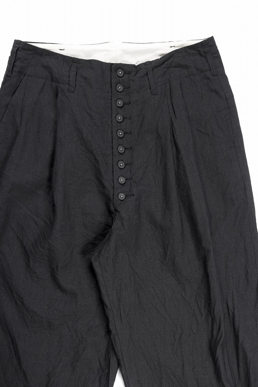 KLASICA "VICTOR" BACK SEAM TAPERED TROUSERS / "END ON END" SUPER 120's WOOL x HEMP (MATT BLACK) - Image 6