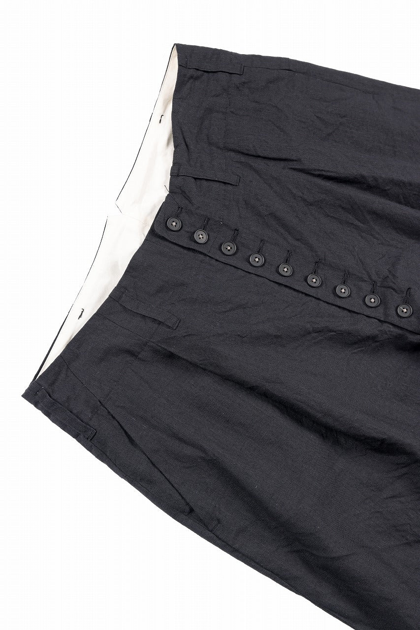 KLASICA "VICTOR" BACK SEAM TAPERED TROUSERS / "END ON END" SUPER 120's WOOL x HEMP (MATT BLACK) - Image 9