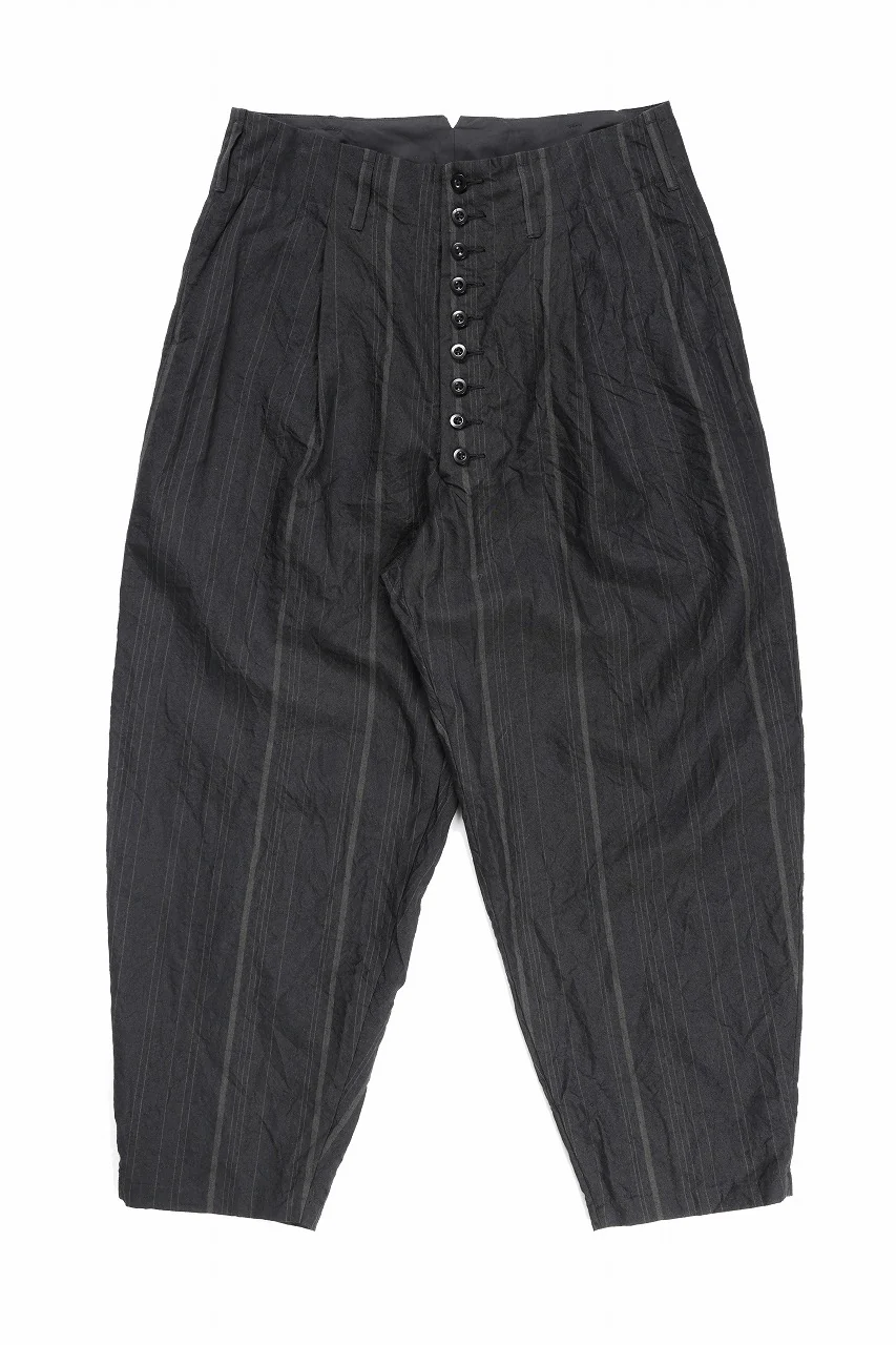 KLASICA "VICTOR" BACK SEAM TAPERED TROUSERS / LIGHT WEIGHT DARK RANDOM STRIPE RAMIE (IRON STRIPE)