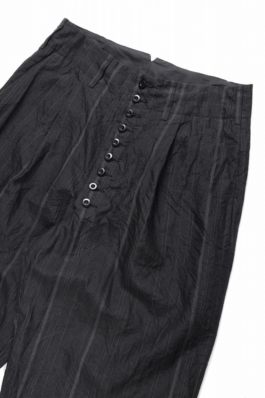 KLASICA "VICTOR" BACK SEAM TAPERED TROUSERS / LIGHT WEIGHT DARK RANDOM STRIPE RAMIE (IRON STRIPE) - Image 11