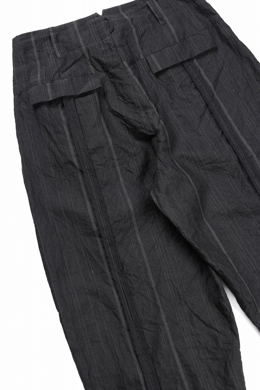 KLASICA "VICTOR" BACK SEAM TAPERED TROUSERS / LIGHT WEIGHT DARK RANDOM STRIPE RAMIE (IRON STRIPE) - Image 16