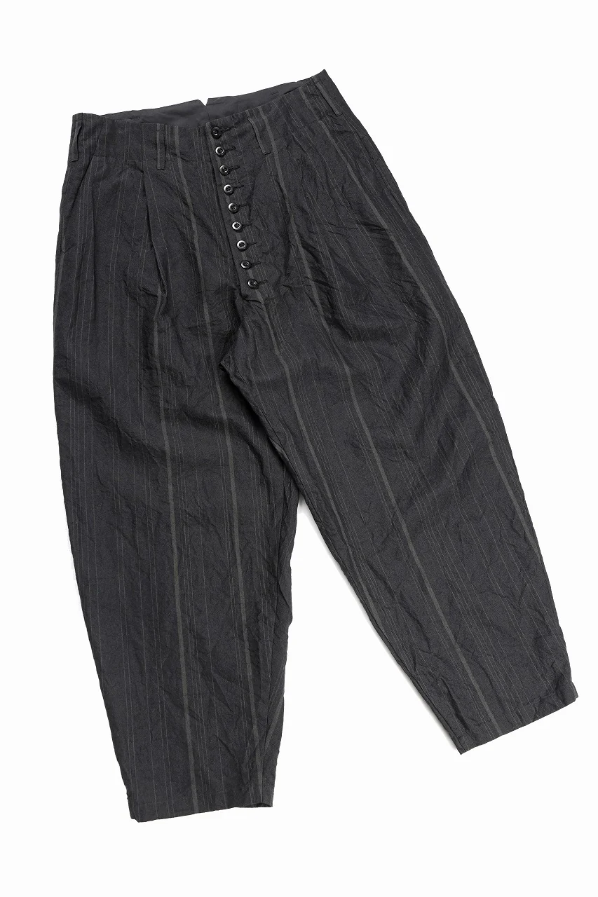KLASICA "VICTOR" BACK SEAM TAPERED TROUSERS / LIGHT WEIGHT DARK RANDOM STRIPE RAMIE (IRON STRIPE) - Image 2