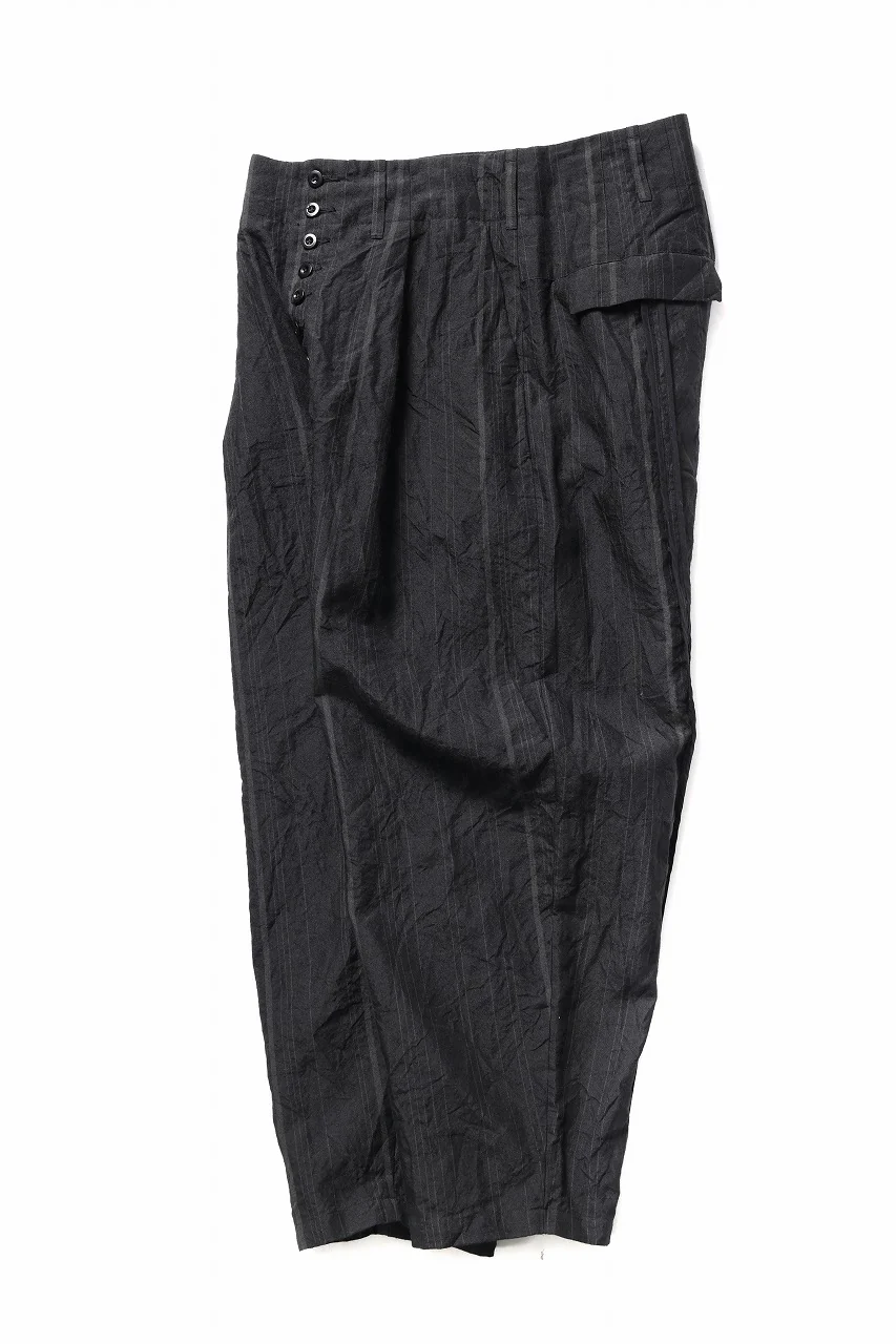 KLASICA "VICTOR" BACK SEAM TAPERED TROUSERS / LIGHT WEIGHT DARK RANDOM STRIPE RAMIE (IRON STRIPE) - Image 3
