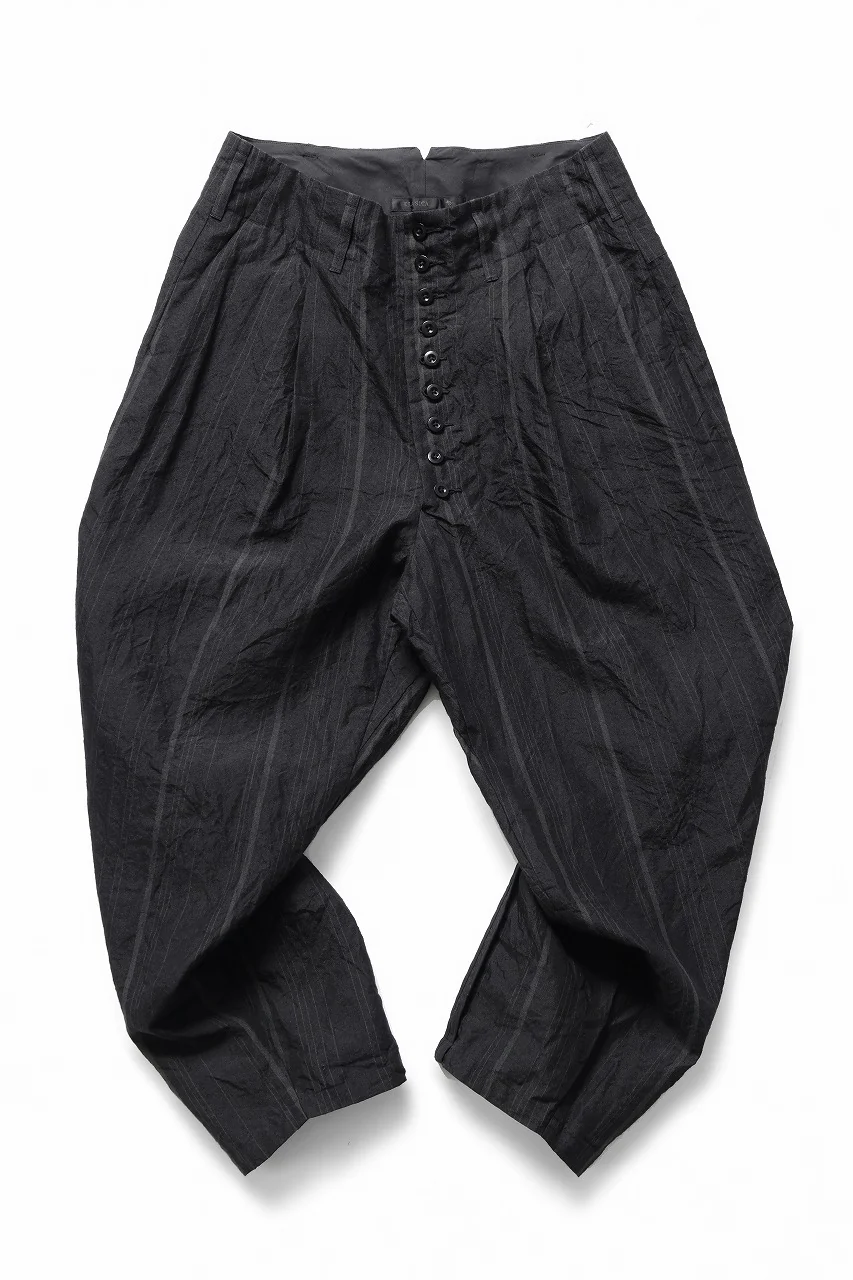 KLASICA "VICTOR" BACK SEAM TAPERED TROUSERS / LIGHT WEIGHT DARK RANDOM STRIPE RAMIE (IRON STRIPE) - Image 5
