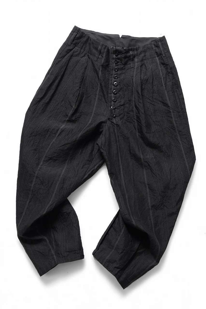 KLASICA "VICTOR" BACK SEAM TAPERED TROUSERS / LIGHT WEIGHT DARK RANDOM STRIPE RAMIE (IRON STRIPE) - Image 6