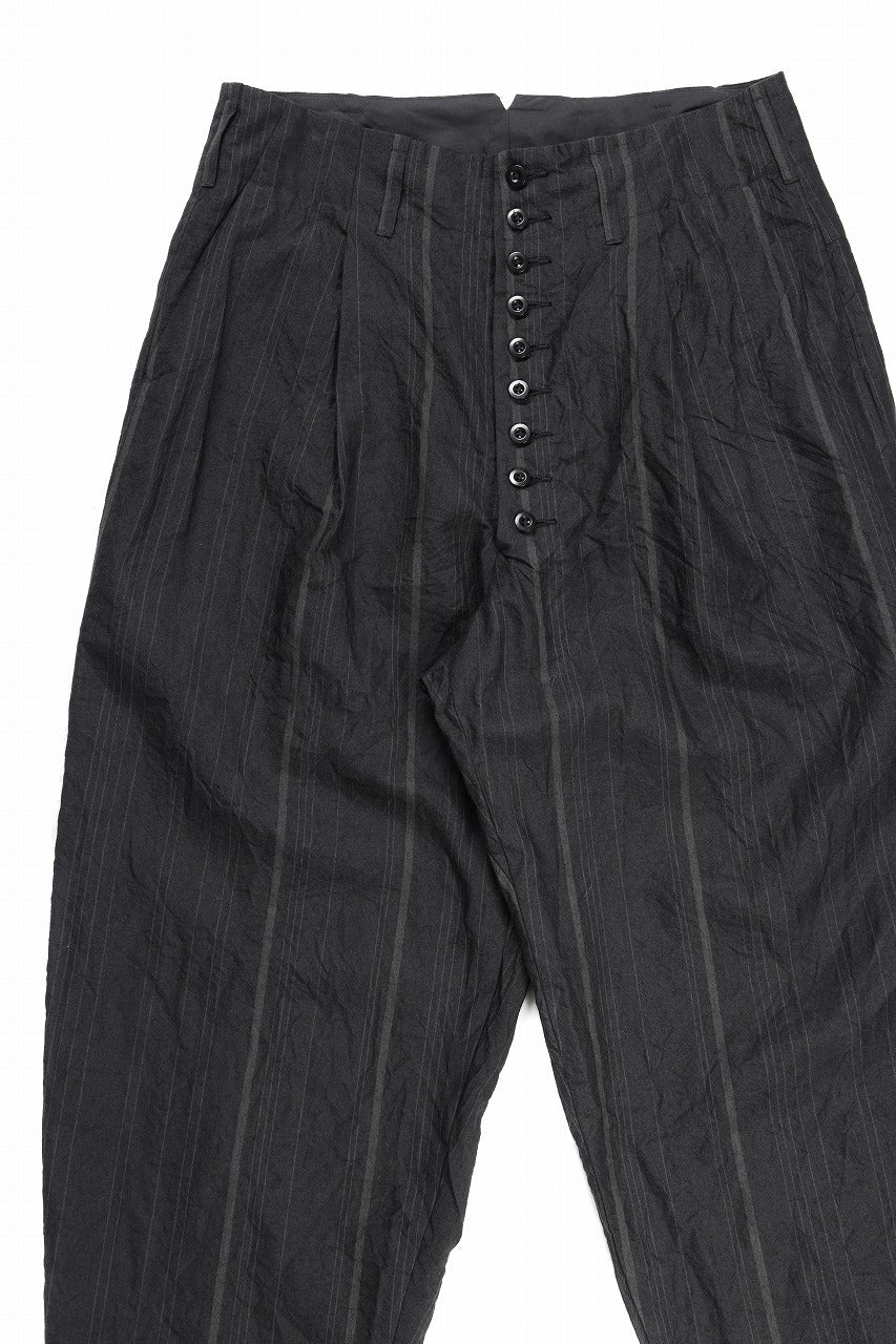 KLASICA "VICTOR" BACK SEAM TAPERED TROUSERS / LIGHT WEIGHT DARK RANDOM STRIPE RAMIE (IRON STRIPE) - Image 7