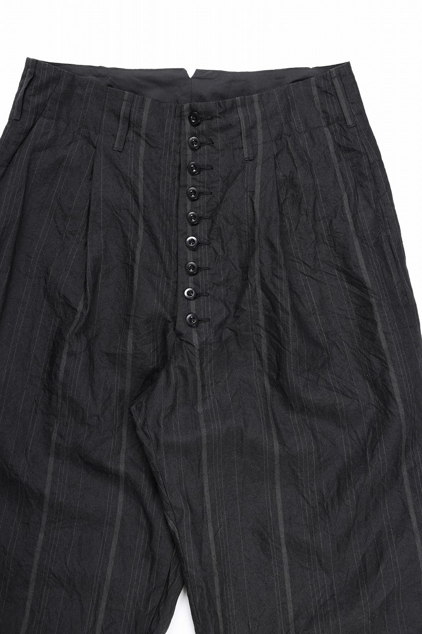 KLASICA "VICTOR" BACK SEAM TAPERED TROUSERS / LIGHT WEIGHT DARK RANDOM STRIPE RAMIE (IRON STRIPE) - Image 8