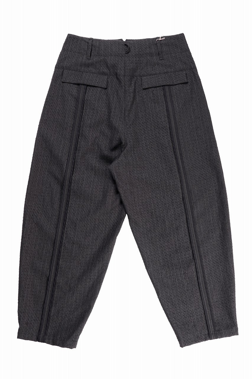 KLASICA "VICTOR" BACK SEEM TAPERED TROUSERS / FORK NEEDLE PUNCH SUPER 100's PENCIL STRIPE (IRON BROWN STRIPES)