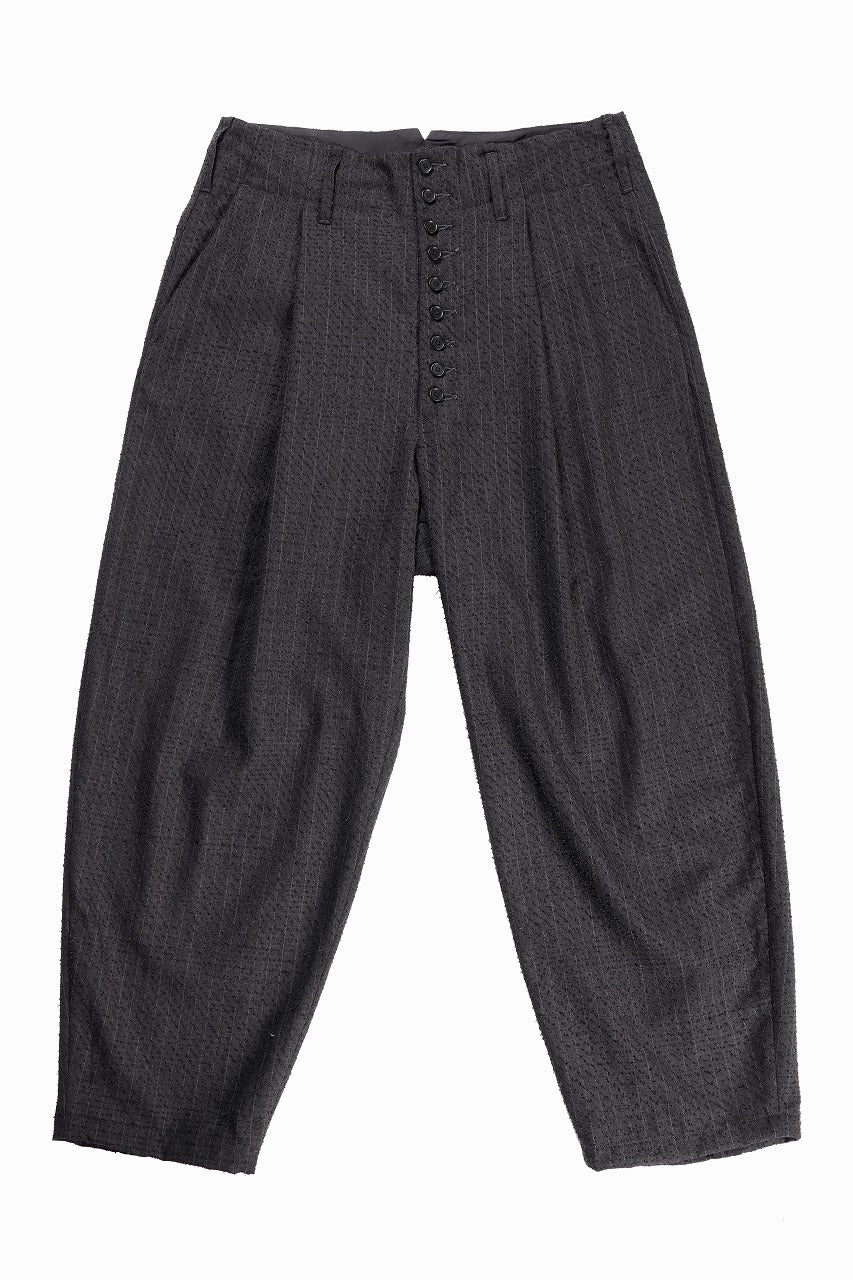 KLASICA "VICTOR" BACK SEEM TAPERED TROUSERS / FORK NEEDLE PUNCH SUPER 100's PENCIL STRIPE (IRON BROWN STRIPES) - Image 2