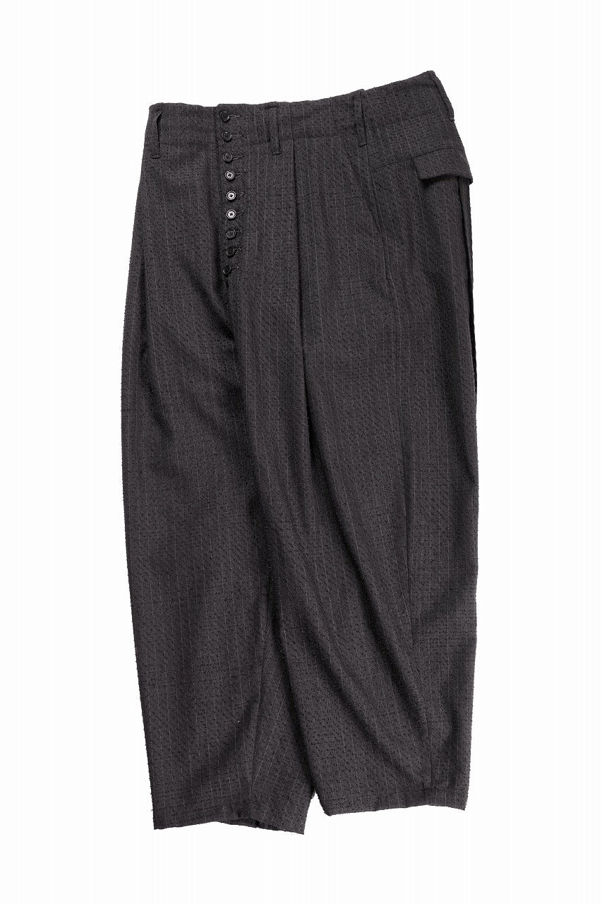 KLASICA "VICTOR" BACK SEEM TAPERED TROUSERS / FORK NEEDLE PUNCH SUPER 100's PENCIL STRIPE (IRON BROWN STRIPES) - Image 3