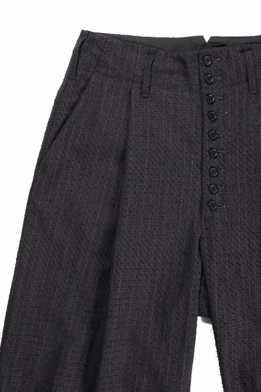 KLASICA "VICTOR" BACK SEEM TAPERED TROUSERS / FORK NEEDLE PUNCH SUPER 100's PENCIL STRIPE (IRON BROWN STRIPES) - Image 4