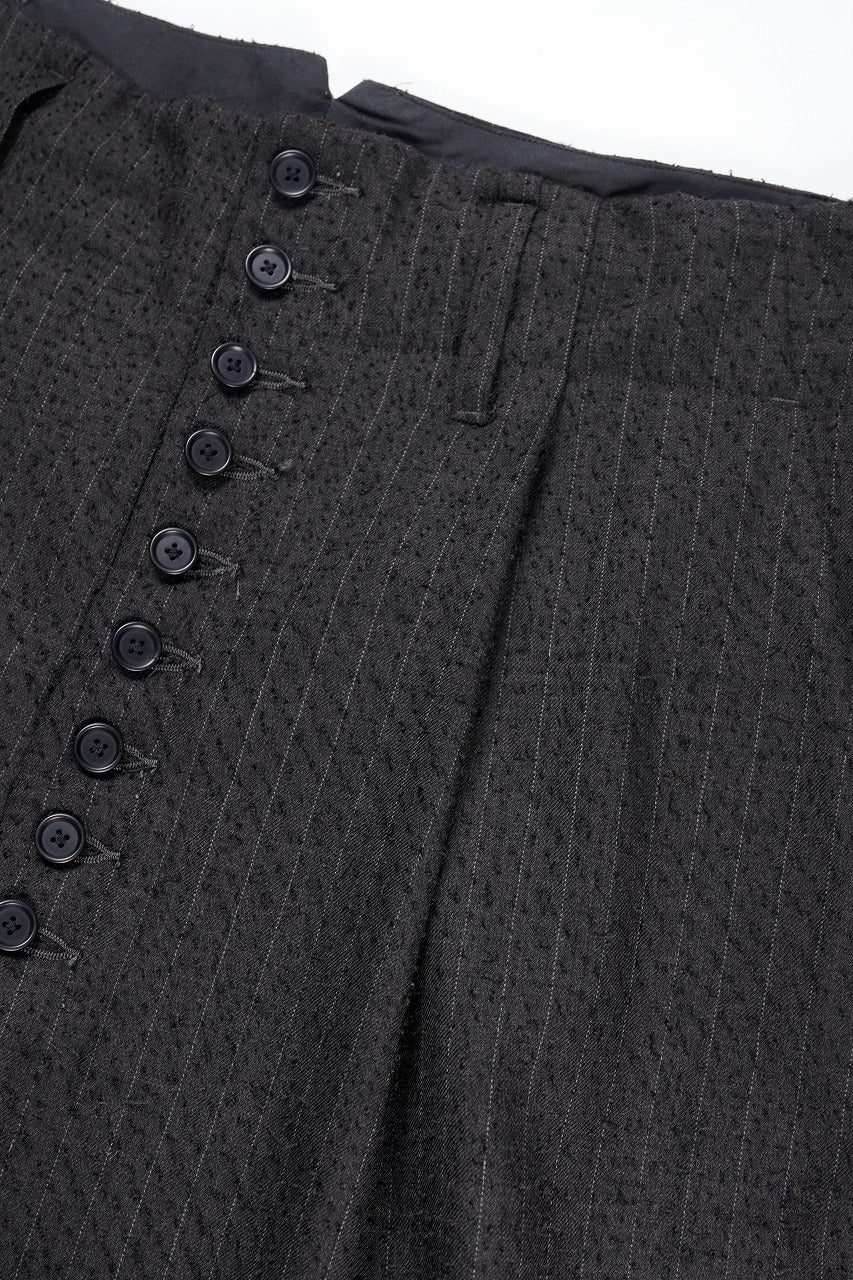 KLASICA "VICTOR" BACK SEEM TAPERED TROUSERS / FORK NEEDLE PUNCH SUPER 100's PENCIL STRIPE (IRON BROWN STRIPES) - Image 6