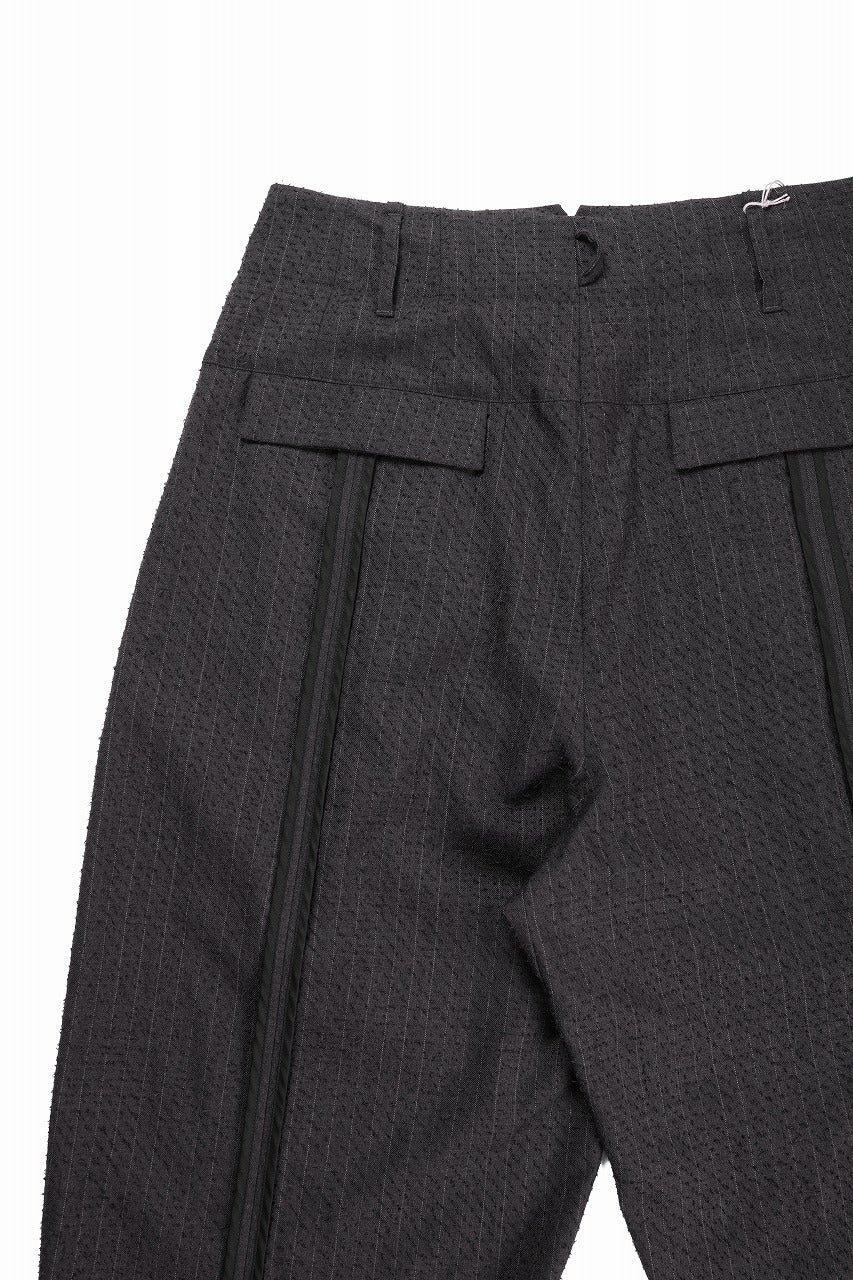 KLASICA "VICTOR" BACK SEEM TAPERED TROUSERS / FORK NEEDLE PUNCH SUPER 100's PENCIL STRIPE (IRON BROWN STRIPES) - Image 8
