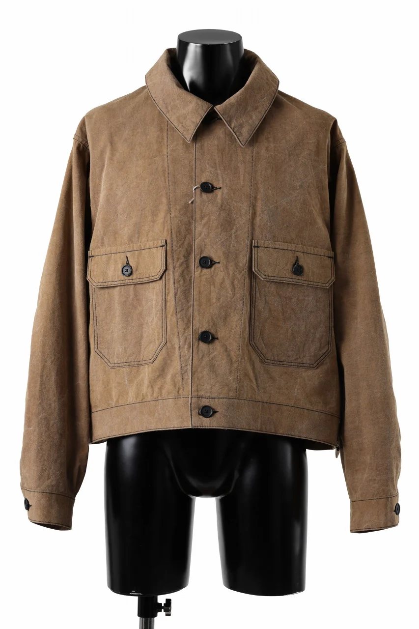KLASICA VOLT (ND ver.) FRENCH ELECTRICIAN WORK JACKET / NATURAL DYED COTTON x SILK WEATHER (KAKI BROWN)