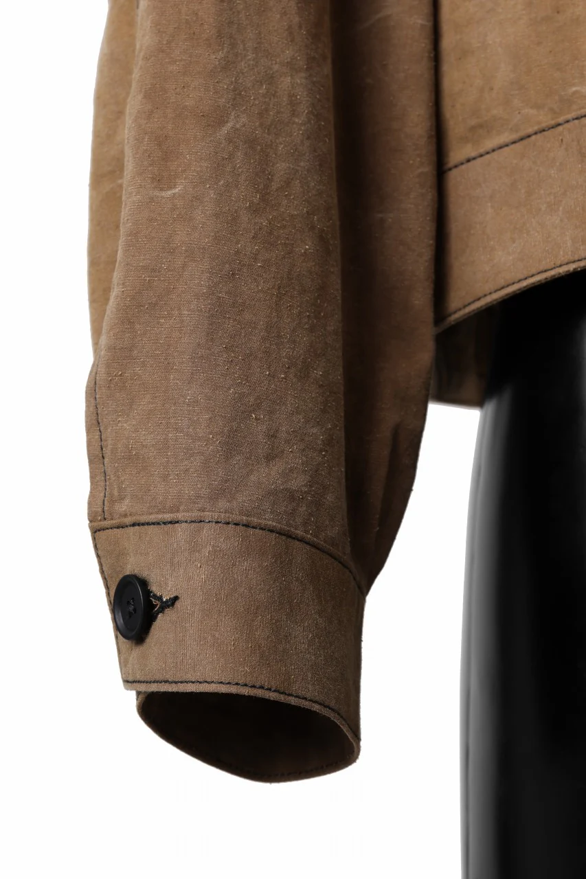 KLASICA VOLT (ND ver.) FRENCH ELECTRICIAN WORK JACKET / NATURAL DYED COTTON x SILK WEATHER (KAKI BROWN) - Image 11