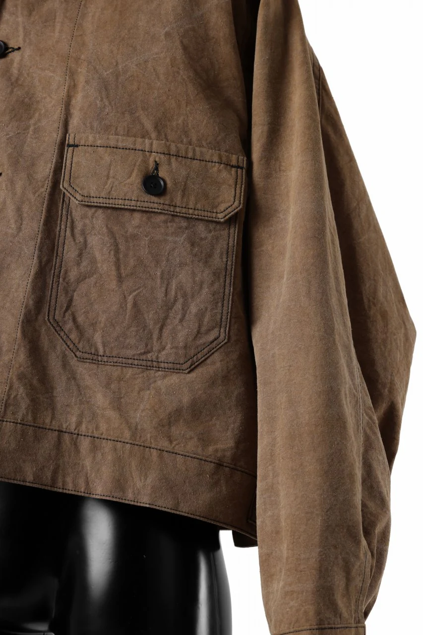 KLASICA VOLT (ND ver.) FRENCH ELECTRICIAN WORK JACKET / NATURAL DYED COTTON x SILK WEATHER (KAKI BROWN) - Image 13