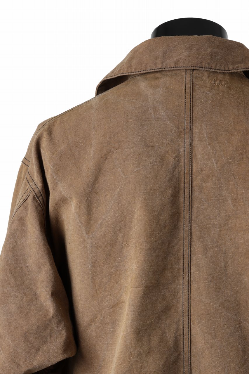 KLASICA VOLT (ND ver.) FRENCH ELECTRICIAN WORK JACKET / NATURAL DYED COTTON x SILK WEATHER (KAKI BROWN) - Image 14