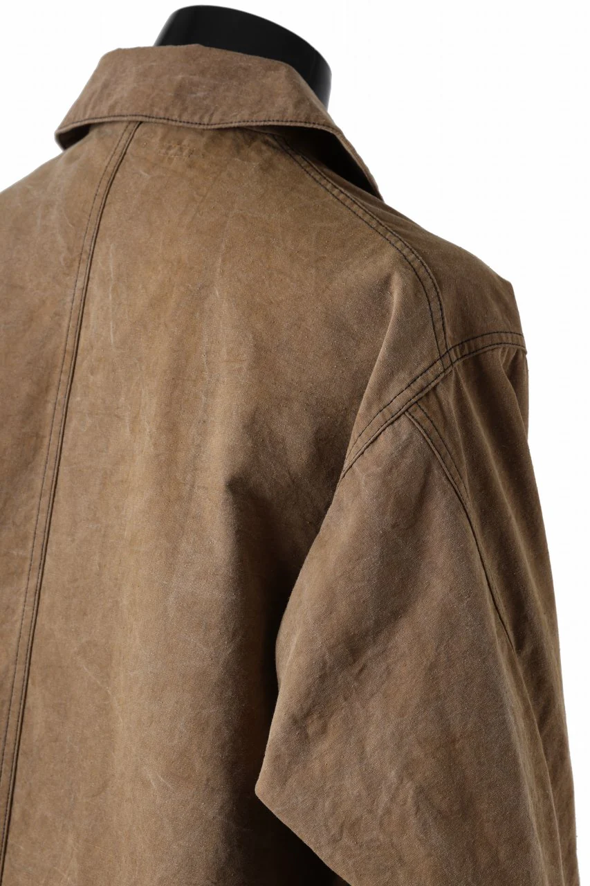 KLASICA VOLT (ND ver.) FRENCH ELECTRICIAN WORK JACKET / NATURAL DYED COTTON x SILK WEATHER (KAKI BROWN) - Image 15