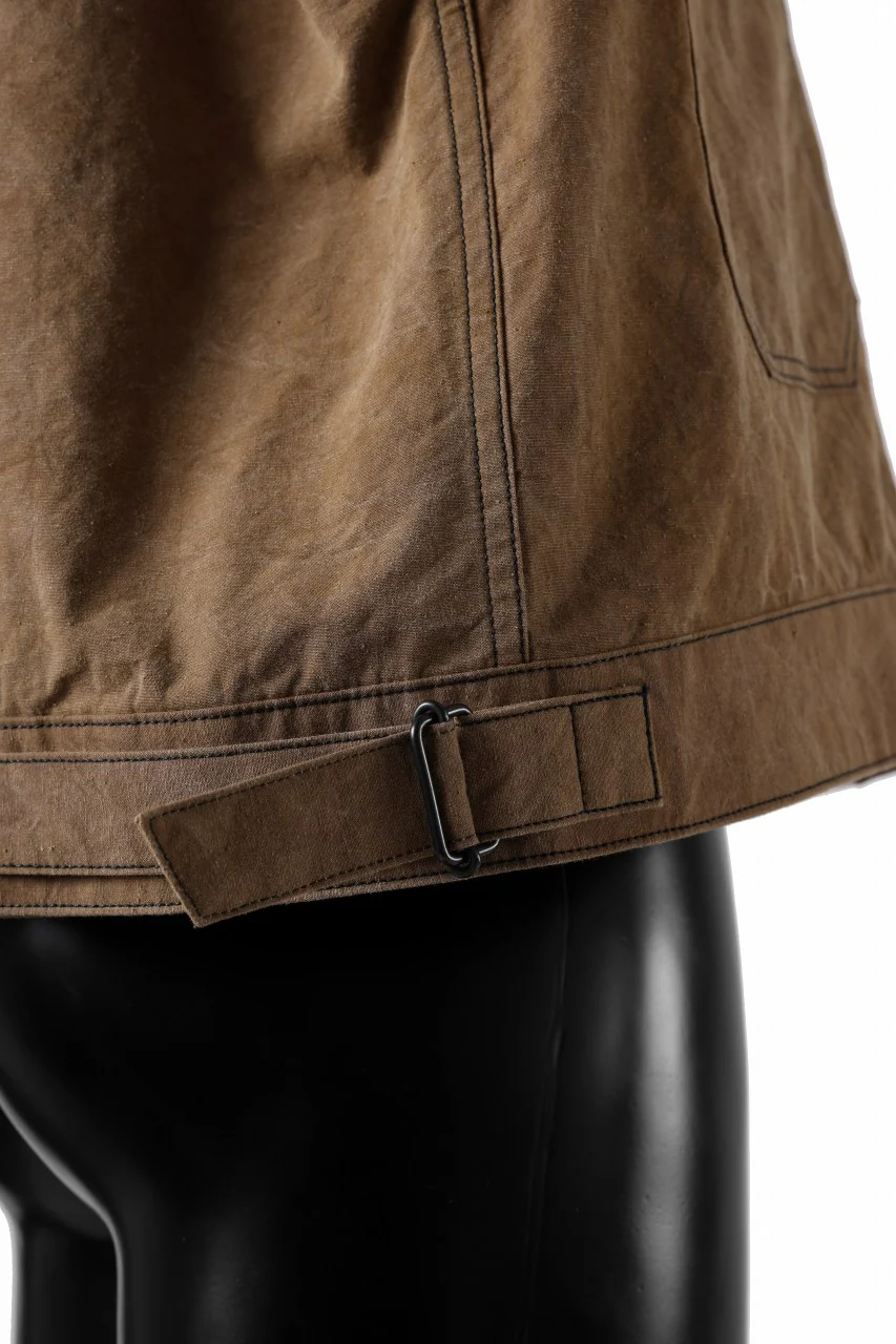 KLASICA VOLT (ND ver.) FRENCH ELECTRICIAN WORK JACKET / NATURAL DYED COTTON x SILK WEATHER (KAKI BROWN) - Image 16