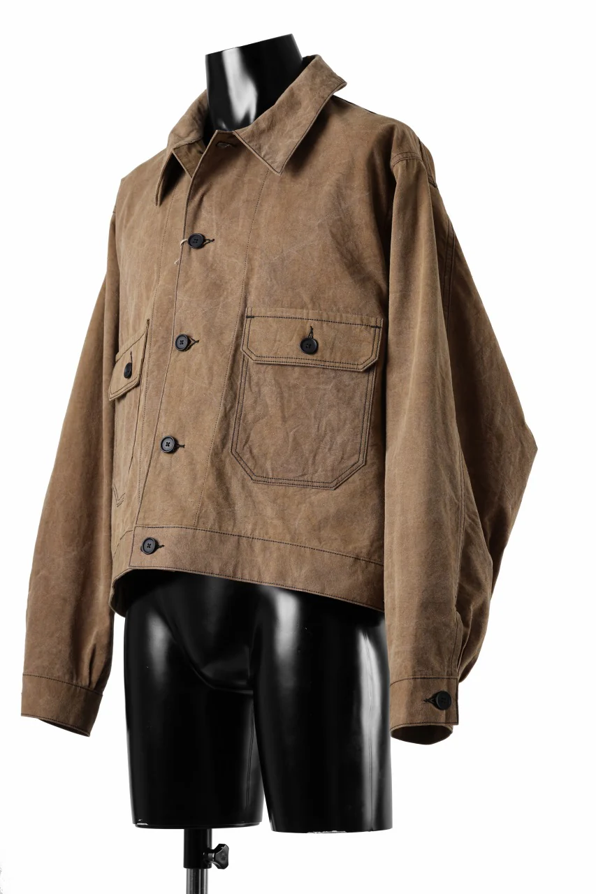 KLASICA VOLT (ND ver.) FRENCH ELECTRICIAN WORK JACKET / NATURAL DYED COTTON x SILK WEATHER (KAKI BROWN) - Image 3