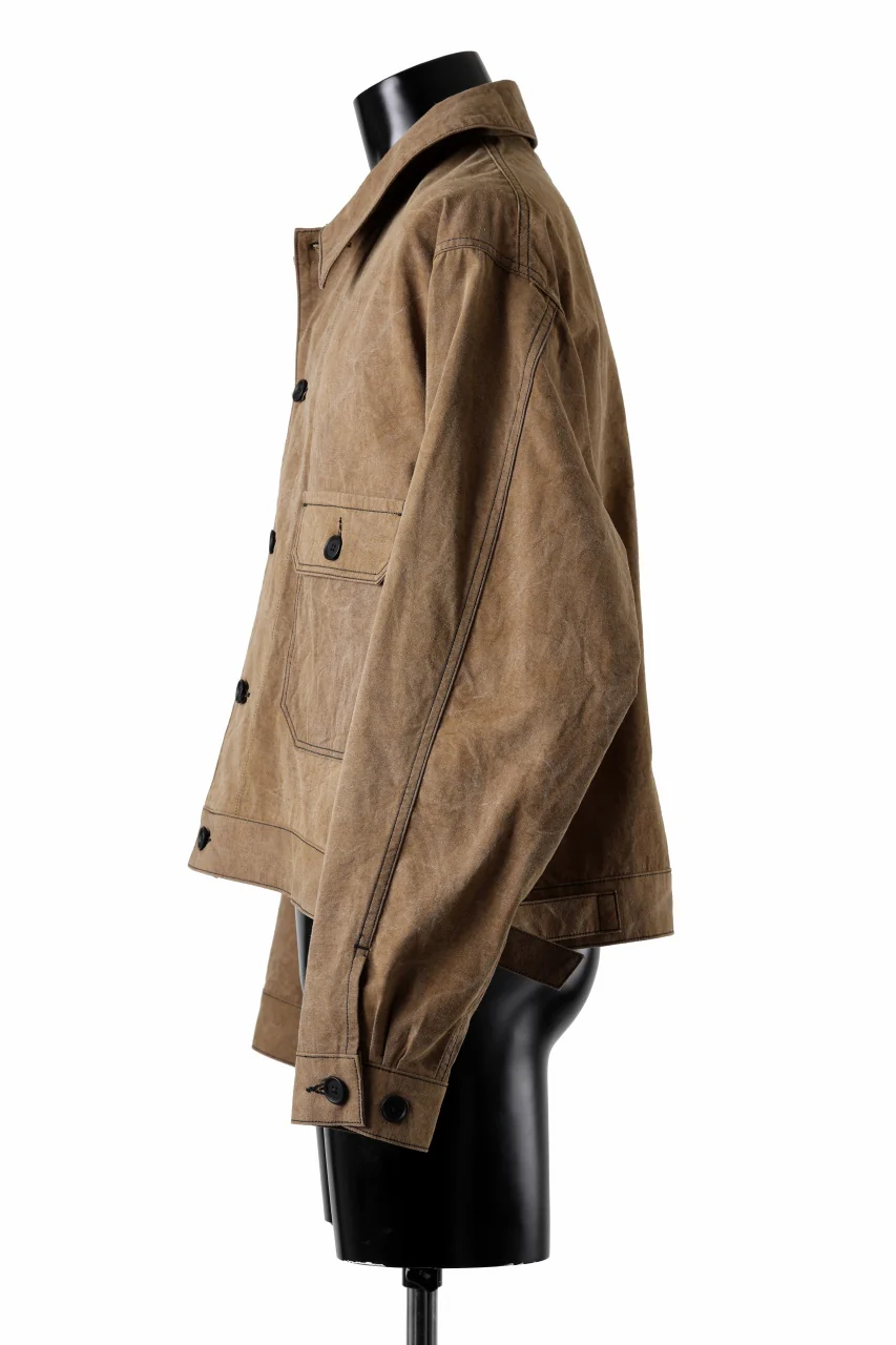 KLASICA VOLT (ND ver.) FRENCH ELECTRICIAN WORK JACKET / NATURAL DYED COTTON x SILK WEATHER (KAKI BROWN) - Image 4