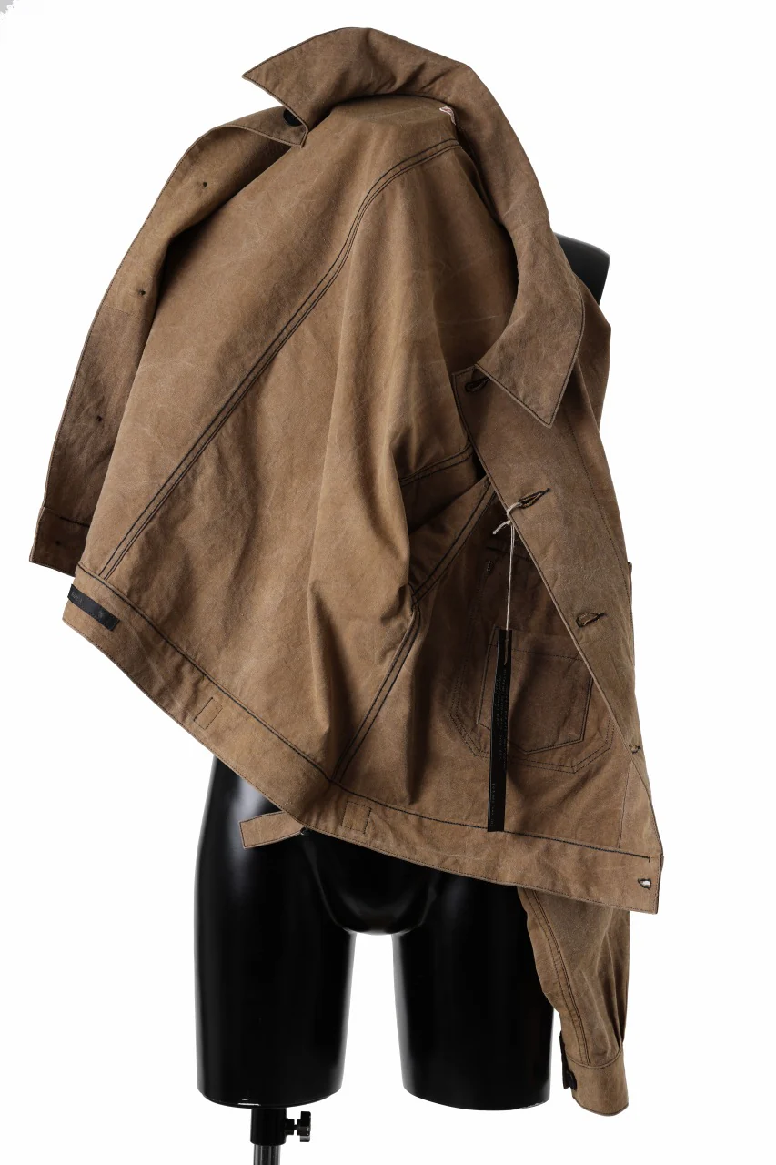 KLASICA VOLT (ND ver.) FRENCH ELECTRICIAN WORK JACKET / NATURAL DYED COTTON x SILK WEATHER (KAKI BROWN) - Image 7