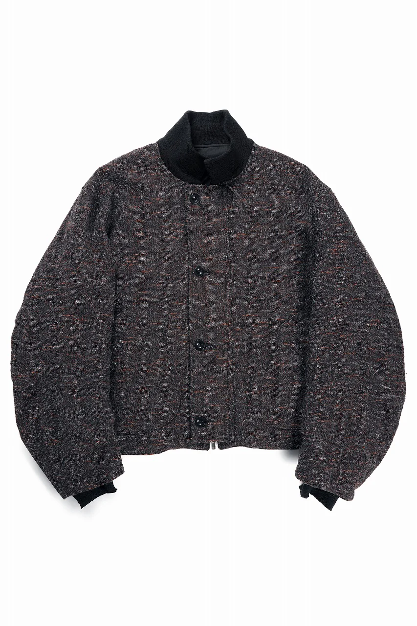 KLASICA VOLUME SLEEVE TANKERS BLOUSON / REGENERATED KEMP MIXED TWEED (MIX BROWN)