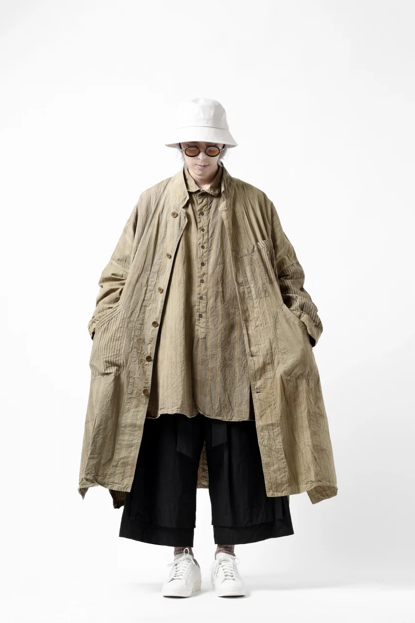 KLASICA WIDE CUT VINTAGE WORK COAT / GARMENT NATURAL DYED (MULTI MIX STRIPES) - Image 22