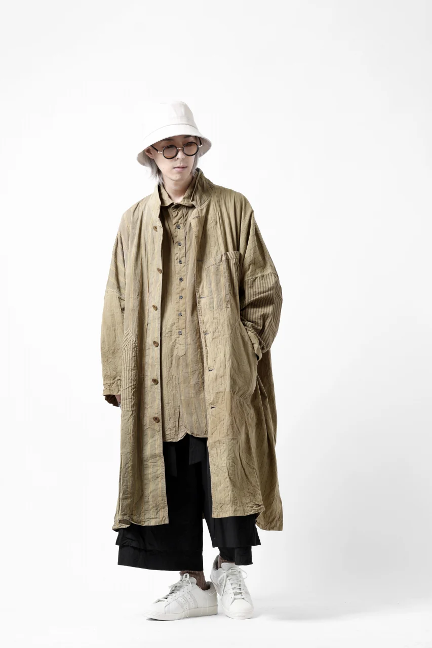 KLASICA WIDE CUT VINTAGE WORK COAT / GARMENT NATURAL DYED (MULTI MIX STRIPES) - Image 26